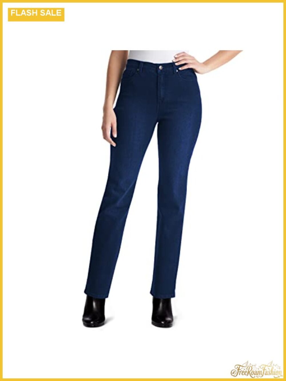 High Rise Tapered Jeans Plus Size Stretch Cotton 5 Pocket